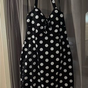 Karin Stevens Black Dress with White Polka Dots